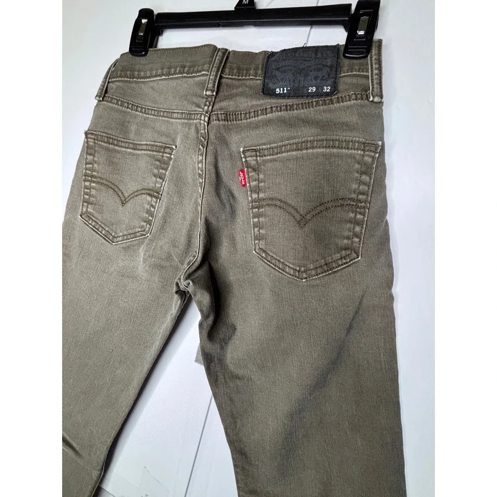 Levis 511 Slim Fit Jeans Mens 29x32 Olive Brown Green Denim Pants‎